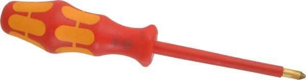Wera - #2, 8" OAL, Insulated Phillips Screwdriver - 4" Blade Length, Round Shank, Ergonomic Handle - Industrial Tool & Supply