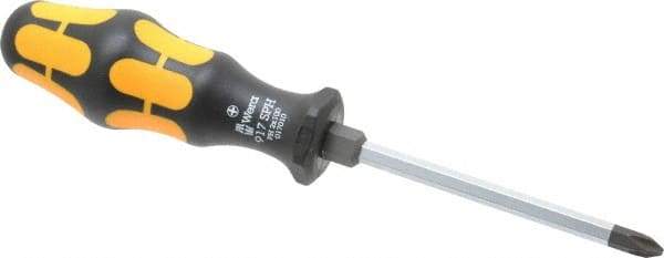 Wera - #2, 8" OAL, Demolition Phillips Screwdriver - 4" Blade Length, Hexagon Shank, Ergonomic Handle - Industrial Tool & Supply