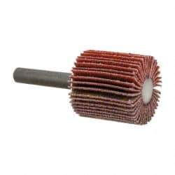 3M - 1" Diam x 1" Face Width, Fine Ceramic Alumina Coated Mounted Flap Wheel - 1/4" Shank Mount, 120 Grit, X Weighted Cloth Backing, 30,000 Max RPM - Industrial Tool & Supply