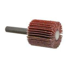 3M - 1" Diam x 1" Face Width, Fine Ceramic Alumina Coated Mounted Flap Wheel - 1/4" Shank Mount, 120 Grit, X Weighted Cloth Backing, 30,000 Max RPM - Industrial Tool & Supply