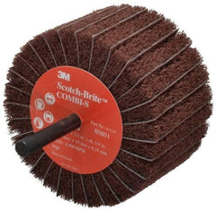3M - 3" Diam x 1-3/4" Face Width, Medium Aluminum Oxide Coated Mounted Flap Wheel - 1/4" Shank Mount, 80 Grit, X Weighted Backing, 7,500 Max RPM - Industrial Tool & Supply