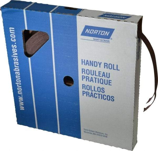 Norton - 1" x 50 Yd 60 Grit Aluminum Oxide Cloth Roll - Medium Grade, J Weighted Backing - Industrial Tool & Supply