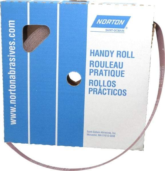 Norton - 1" x 50 Yd 100 Grit Aluminum Oxide Cloth Roll - Fine Grade, J Weighted Backing - Industrial Tool & Supply