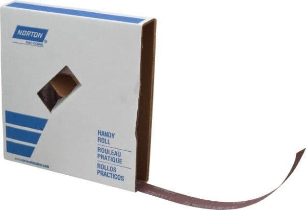 Norton - 1" x 50 Yd 220 Grit Aluminum Oxide Cloth Roll - Very Fine Grade, J Weighted Backing - Industrial Tool & Supply