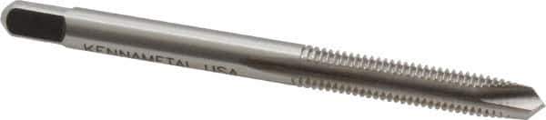 Kennametal - #10-32 UNF, 2 Flute, Bright Finish, High Speed Steel Spiral Point Tap - Plug Chamfer, Right Hand Thread, 2-3/8" OAL, 7/8" Thread Length, 0.194" Shank Diam - Exact Industrial Supply