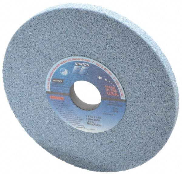Norton - 7" Diam x 1-1/4" Hole x 1/2" Thick, H Hardness, 46 Grit Surface Grinding Wheel - Ceramic, Type 1, Coarse Grade, 3,600 Max RPM, Vitrified Bond, No Recess - Industrial Tool & Supply