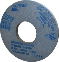 Norton - 14" Diam x 5" Hole x 1" Thick, H Hardness, 46 Grit Surface Grinding Wheel - Ceramic, Type 1, Coarse Grade, 2,320 Max RPM, Vitrified Bond, No Recess - Industrial Tool & Supply