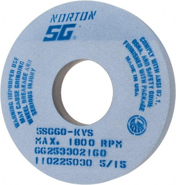 Norton - 14" Diam x 5" Hole x 1-1/2" Thick, K Hardness, 60 Grit Surface Grinding Wheel - Ceramic, Type 1, Medium Grade, 1,800 Max RPM, Vitrified Bond, No Recess - Industrial Tool & Supply