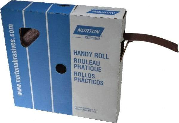 Norton - 1-1/2" x 50 Yd 100 Grit Aluminum Oxide Cloth Roll - Fine Grade, J Weighted Backing - Industrial Tool & Supply