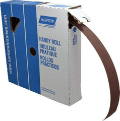 Norton - 1-1/2" x 50 Yd 120 Grit Aluminum Oxide Cloth Roll - Fine Grade, J Weighted Backing - Industrial Tool & Supply