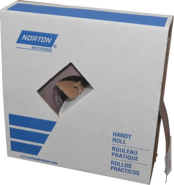 Norton - 1-1/2" x 50 Yd 180 Grit Aluminum Oxide Cloth Roll - Very Fine Grade, J Weighted Backing - Industrial Tool & Supply