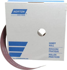 Norton - 1-1/2" x 50 Yd 400 Grit Aluminum Oxide Cloth Roll - Extra Fine Grade, J Weighted Backing - Industrial Tool & Supply