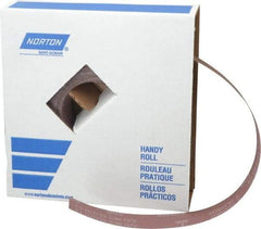 Norton - 1-1/2" x 50 Yd 600 Grit Aluminum Oxide Cloth Roll - Extra Fine Grade, J Weighted Backing - Industrial Tool & Supply