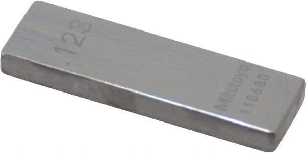 Mitutoyo - 0.123" Rectangular Steel Gage Block - Accuracy Grade 0, Includes Certificate of Inspection - Industrial Tool & Supply