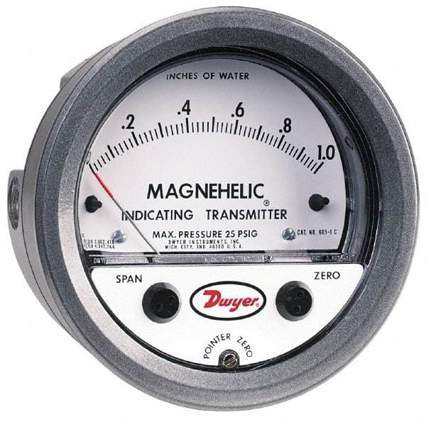 Dwyer - 25 Max psi, Differential Pressure Transmitter with Indication - 1/8" Thread - Industrial Tool & Supply