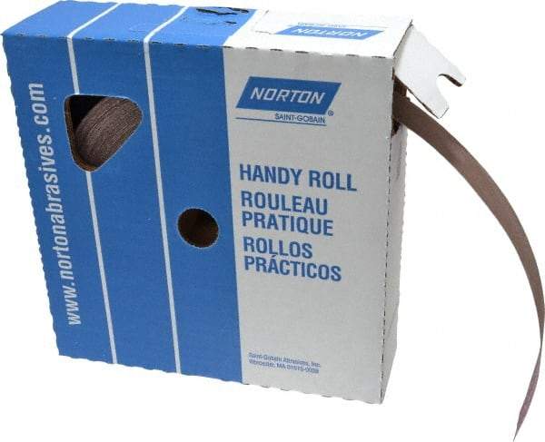 Norton - 2" x 50 Yd 220 Grit Aluminum Oxide Cloth Roll - Very Fine Grade, J Weighted Backing - Industrial Tool & Supply