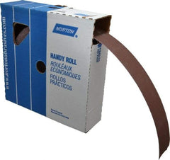 Norton - 2" x 50 Yd 320 Grit Aluminum Oxide Cloth Roll - Extra Fine Grade, J Weighted Backing - Industrial Tool & Supply