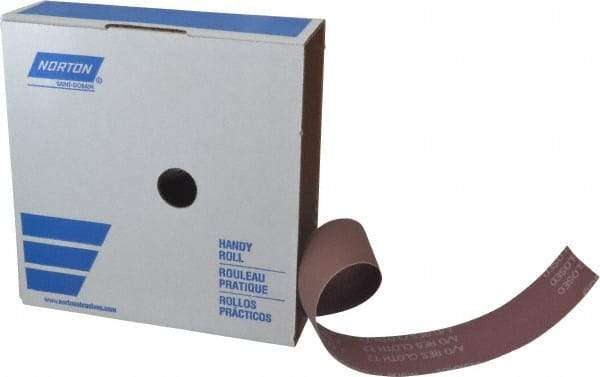 Norton - 2" x 50 Yd 400 Grit Aluminum Oxide Cloth Roll - Extra Fine Grade, J Weighted Backing - Industrial Tool & Supply