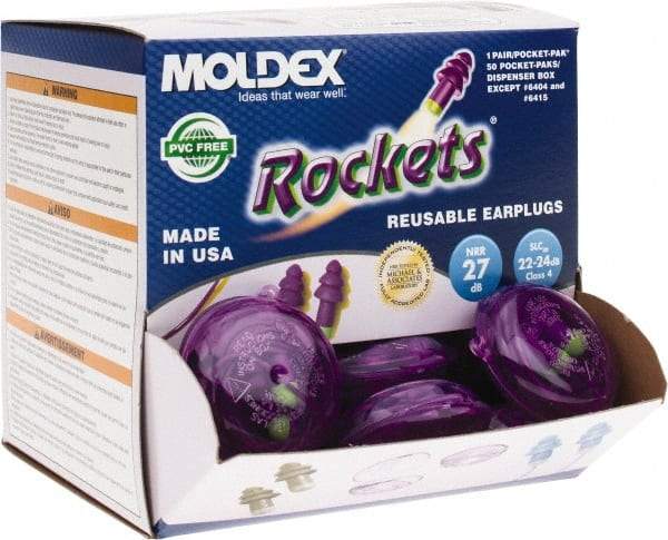 Moldex - Reusable, Corded, 27 dB, Flange Earplugs - Purple, 50 Pairs - Industrial Tool & Supply