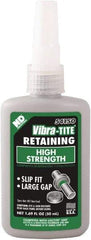 Vibra-Tite - 50 mL Bottle, Green, High Strength Liquid Retaining Compound - Series 541, 24 hr Full Cure Time, Heat Removal - Industrial Tool & Supply