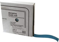 Value Collection - 1-1/2" x 50 Yd 320 Grit Aluminum Oxide Cloth Roll - Extra Fine Grade, J Weighted Backing - Industrial Tool & Supply