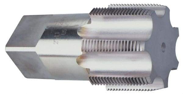 Hertel - 2 - 11-1/2 NPTF Thread, 7 Flute Standard Pipe Tap - 4-1/2" OAL, 1-3/4" Thread Length, 1-7/8" Shank Diam, TiCN Finish, High Speed Steel - Exact Industrial Supply