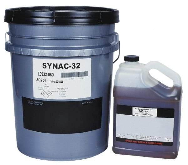 Lubriplate - 5 Gal Pail, ISO 32, SAE 10, Air Compressor Oil - 155 Viscosity (SUS) at 100°F, 46 Viscosity (SUS) at 210°F, Series SYNAC 32 - Industrial Tool & Supply