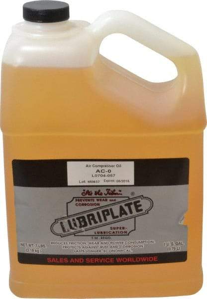 Lubriplate - 1 Gal Bottle, ISO 32, SAE 10, Air Compressor Oil - 137 Viscosity (SUS) at 100°F, 43 Viscosity (SUS) at 210°F, Series AC-0 - Industrial Tool & Supply