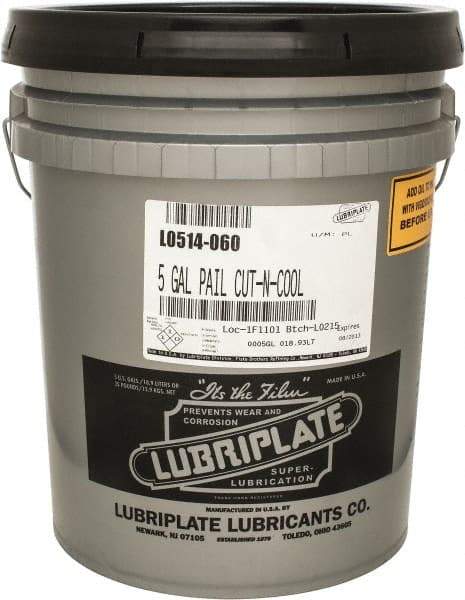 Lubriplate - Cut-N-Cool, 5 Gal Pail Cutting Fluid - Water Soluble - Industrial Tool & Supply