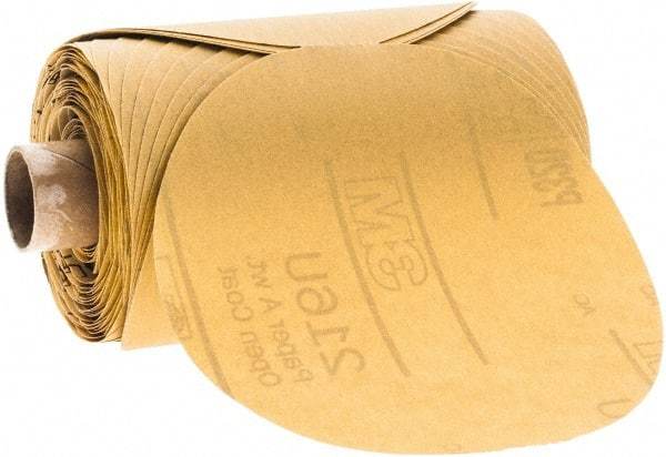 3M - Adhesive PSA Disc - Extra Fine Grade, Gold, Paper Backing, Flexible, Use with Random Orbital Sanders - Industrial Tool & Supply