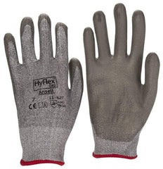 Ansell - Size S (7), ANSI Cut Lvl 2, Abrasion Lvl 6, Polyurethane Coated Cut Resistant Gloves - 8.5" Long, Palm & Fingers Coated, Dyneema/Lycra Lining, Knit Wrist, Gray/Gray, Paired - Industrial Tool & Supply