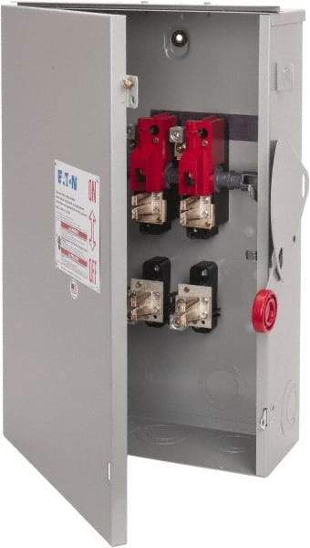 Eaton Cutler-Hammer - 200 Amp, 240 VAC, 2 Pole Fused Safety Switch - NEMA 3R, 3 Phase, 15 to 25 hp at 240 VAC\xA0 (Single Phase), 50 hp at 240 VAC (Triple Phase), DPST Contact Form - Industrial Tool & Supply