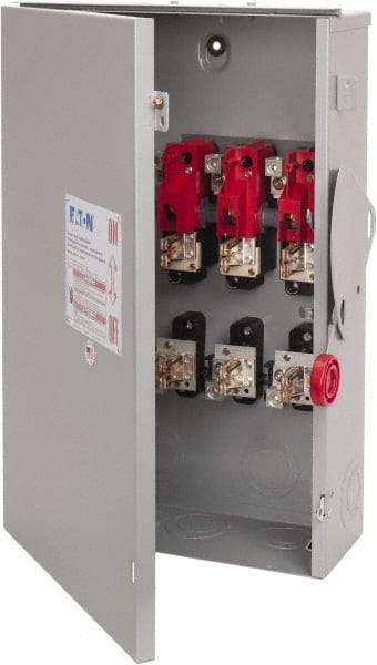 Eaton Cutler-Hammer - 200 Amp, 240 VAC, 3 Pole Fused Safety Switch - NEMA 3R, 3 Phase, 15 hp at 240 VAC (Single Phase), 25 to 30 hp at 240 VAC (Triple Phase), 3PST Contact Form - Industrial Tool & Supply
