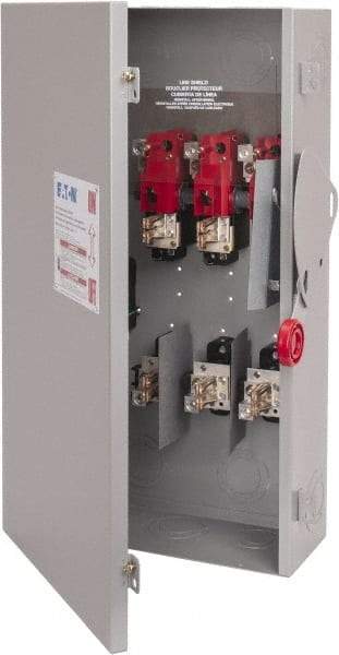 Eaton Cutler-Hammer - 200 Amp, 250 VDC, 480-600 VAC, 3 Pole Fused Safety Switch - NEMA 1, 1 Phase, 50 hp at 480/600 VAC (Single Phase), 125 hp at 480 VAC, 150 hp at 600 VAC (Triple Phase), 3PST Contact Form - Industrial Tool & Supply