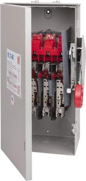 Eaton Cutler-Hammer - 60 Amp, 250 VDC, 480-600 VAC, 3 Pole Fused Safety Switch - NEMA 3R, 3 Phase, 20 hp at 480 VAC, 25 hp at 600 VAC (Single Phase), 30 hp at 480 VAC, 50 hp at 600 VAC (Triple Phase), 3PST Contact Form - Industrial Tool & Supply