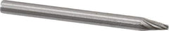 Made in USA - 1/8" Cut Diam, 1/8" Shank Diam, Cone Head Single Cut Burr - High Speed Steel, Point End, 1/4" LOC, 1-1/2" OAL - Industrial Tool & Supply