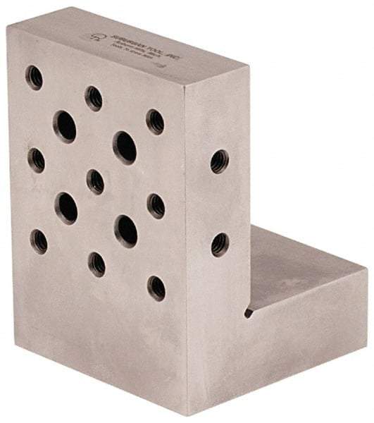 Suburban Tool - 3" Wide x 4" Deep x 3" High Steel Precision-Ground Angle Plate - Standard Plate, Machined Holes on Surface, Open End, 1" Thick, Pair of Plates - Industrial Tool & Supply