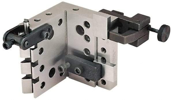 Suburban Tool - 4" Wide x 4" Deep x 4-1/2" High Steel Precision-Ground Angle Plate - V-Step Plate, Machined Holes on Surface, Open End, 1" Thick, Pair of Plates - Industrial Tool & Supply