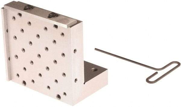 Suburban Tool - 6" Wide x 6" Deep x 4" High Steel Precision-Ground Angle Plate - Standard Plate, Machined Holes on Surface, Open End, 1-1/4" Thick, Pair of Plates - Industrial Tool & Supply