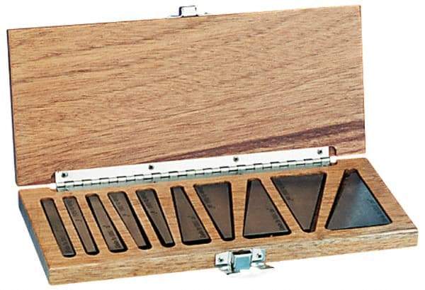 Suburban Tool - 0.25 to 30° Angle, 3 Inch Long, Steel, Angle Block Set - 1/4 Inch Thick, 0.0001 Inch Per Inch, 30 Arc Seconds Accuracy, Includes Fitted Wooden Case, 12 Pieces - Industrial Tool & Supply