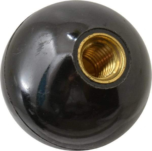 TE-CO - 1/2-13 Thread, 1-7/8" Diam, Plastic Ball Knob - Black, Plastic, Ball Grip, 5/8" Hole Depth - Industrial Tool & Supply