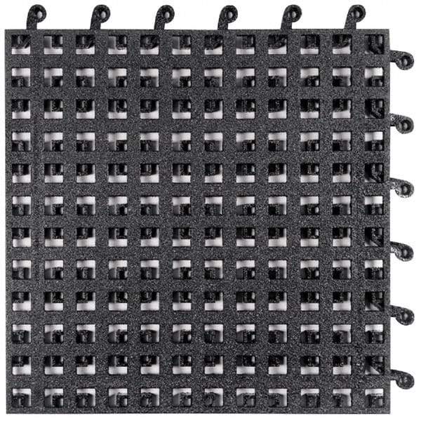 Wearwell - 18" Long x 18" Wide x 7/8" Thick, Anti-Fatigue Modular Matting Tiles - Male & Female, 4 Interlocking Sides, Black, For Dry & Wet Areas, Series 561 - Industrial Tool & Supply