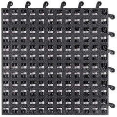 Wearwell - 18" Long x 18" Wide x 7/8" Thick, Anti-Fatigue Modular Matting Tiles - Male & Female, 4 Interlocking Sides, Black, For Dry & Wet Areas, Series 561 - Industrial Tool & Supply