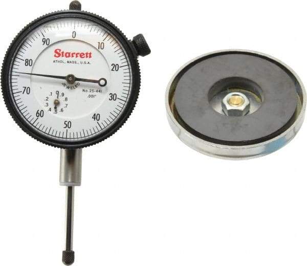 Starrett - 0.001" Graduation, 0-100 Dial Reading, Indicator & Base Kit - 0.34" Base Height, 2" Base Diam - Industrial Tool & Supply