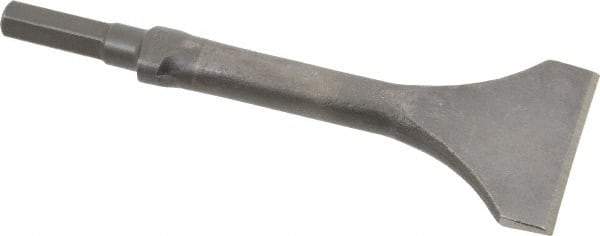Made in USA - 3" Head Width, 9" OAL, 1/2" Shank Diam, Scaling Chisel - Hex Drive, Hex Shank, Alloy Steel - Industrial Tool & Supply