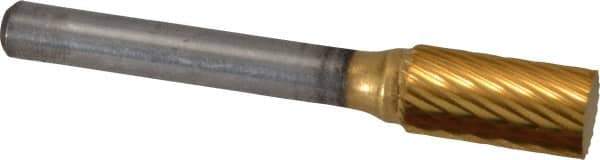 Atrax - 3/8" Cut Diam, 1/4" Shank Diam, Cylinder Head Single Cut Burr - Carbide, Flat End, 3/4" LOC, 2-3/4" OAL - Industrial Tool & Supply