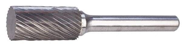 SGS Pro - 5/8" Cut Diam, 1/4" Shank Diam, Cylinder Head Single Cut Burr - Carbide, Flat End, 1" LOC, 2-3/4" OAL - Industrial Tool & Supply