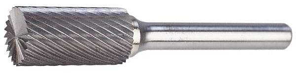 SGS Pro - 7/16" Cut Diam, 1/4" Shank Diam, Cylinder with End Cut Head Single Cut Burr - Carbide, End Cut End, 1" LOC, 2-3/4" OAL - Industrial Tool & Supply