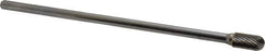 Atrax - 3/8" Cut Diam, 1/4" Shank Diam, Cylinder with Radius Head Single Cut Burr - Carbide, Radius End, 3/4" LOC, 6-3/4" OAL - Industrial Tool & Supply