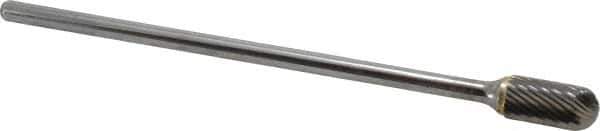 Atrax - 1/2" Cut Diam, 1/4" Shank Diam, Cylinder with Radius Head Single Cut Burr - Carbide, Radius End, 1" LOC, 7" OAL - Industrial Tool & Supply
